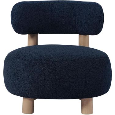 Zonie Boucle Upholstered Barrel Back Accent Chair In Blue