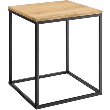 Zora Wood and Metal Square Side Table In Oak