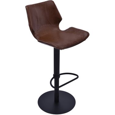 Zuma Adjustable Swivel Metal Barstool In Vintage Coffee Faux Leather and Black Finish