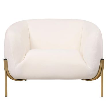 Zuno Modern Single Seater Sofa In White Velvet