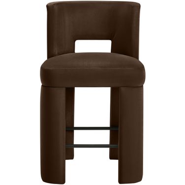 Zuno Velvet Performance Fabric Upholstered Counter Stool Set of 2 In Brown