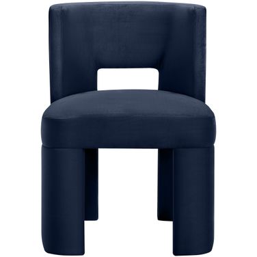 Zuno Velvet Performance Fabric Upholstered Dining Chair Set of 2 In Navy