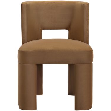 Zuno Velvet Performance Fabric Upholstered Dining Chair Set of 2 In Saddle