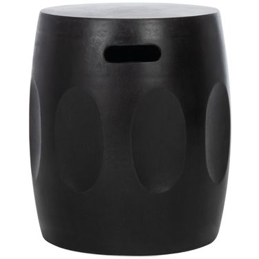 Zuri Indoor-Outdoor Modern Concrete Round 17.7 Inch Height Accent Table in Black