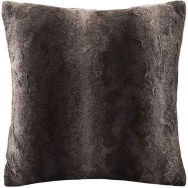 Zuri Polyester Faux Tip Dyed Brushed Long Fur Pillow With Knife Edge In Brown