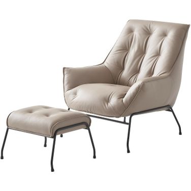 Zusa Accent Chair and Ottoman In Khaki Top Grain Leather