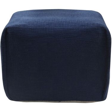 Zylto Patchwork Flatweave All-Natural Cotton Ottoman Pouf In Blue and Tan