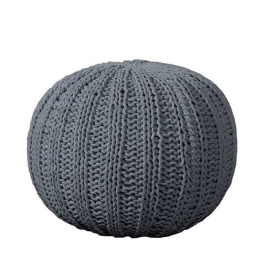 Zynox Cableknit All-Natural Ottoman Pouf In Gray