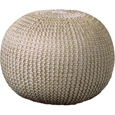 Zyrro Cableknit All-Natural Cotton Ottoman Pouf In Gold