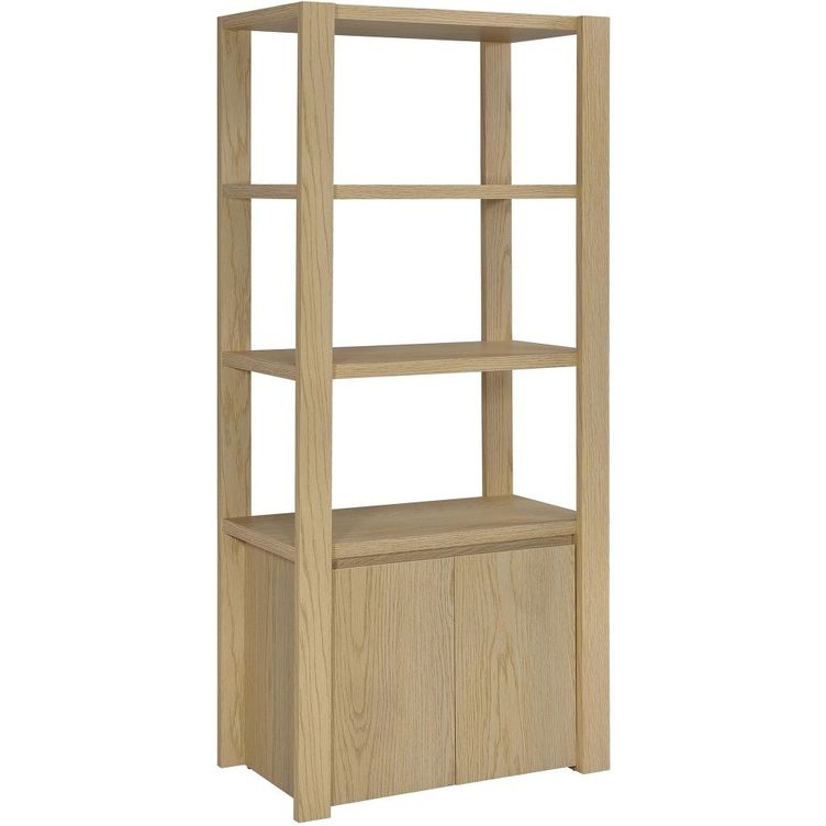 Laurelton 3-Shelf Media Tower Tall Pier Cabinet In Light Oak