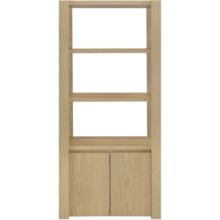 Laurelton 3-Shelf Media Tower Tall Pier Cabinet In Light Oak
