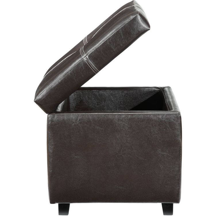 Treasure Espresso Upholstered Vinyl Ottoman