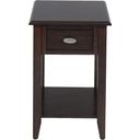 The appearance of Nash Merlot Warm Chairside Table In Merlot designed by Jofran in the transitional interior design. This merlot piece of furniture  was selected by 1StopBedrooms from Nash Collection to add a touch of cosiness and style into your home. Sku: 1030-7. Material: MDF.