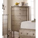 The appearance of Acme Chelmsford 5-Drawer Chest in Antique Taupe designed by ACME in the transitional interior design. This brown piece of furniture was selected by 1StopBedrooms from Chelmsford Collection to add a touch of cosiness and style into your home. Sku: 26056. Material: Wood.