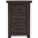 The appearance of Madison County Harris USB Charging Chairside Table In Brown designed by Jofran in the traditional interior design. This brown piece of furniture was selected by 1StopBedrooms from Madison County Collection to add a touch of cosiness and style into your home. Sku: 1700-18. Material: Pine.