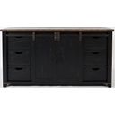 The appearance of Madison County 70 Inch Barn Door Server In Vintage Black designed by Jofran in the traditional interior design. This vintage black piece of furniture was selected by 1StopBedrooms from Madison County Collection to add a touch of cosiness and style into your home. Sku: 1702-70. Material: Pine.