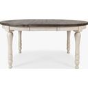 The appearance of Madison County Round To Oval 66 Inch Dining Table In Vintage White designed by Jofran in the transitional interior design. This vintage white piece of furniture  was selected by 1StopBedrooms from Madison County Collection to add a touch of cosiness and style into your home. Sku: 1706-66. Table Top Shape: Round. Material: Pine. Size: 48".