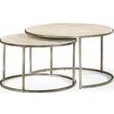 The appearance of Modern Basics Natural Travertine Round Cocktail Table designed by Hammary in the modern / contemporary interior design. This cream piece of furniture  was selected by 1StopBedrooms from Modern Basics Collection to add a touch of cosiness and style into your home. Sku: 190-911. Material: Metal.