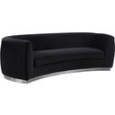 The appearance of Julian Velvet Sofa In Black/Chrome designed by Meridian in the modern / contemporary interior design. This black piece of furniture  was selected by 1StopBedrooms from Julian Collection to add a touch of cosiness and style into your home. Sku: 621Black-S. Material: Velvet.