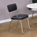 The appearance of Retro Open Back Side Chairs Black and Chrome Set of 2 designed by Coaster in the modern / contemporary interior design. This black piece of furniture was selected by 1StopBedrooms from Retro Collection to add a touch of cosiness and style into your home. Sku: 2066. Material: Upholstered.