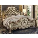 The appearance of Dresden Bone Gold Patina Queen Panel Bed designed by ACME in the transitional interior design. This gold patina piece of furniture  was selected by 1StopBedrooms from Dresden Collection to add a touch of cosiness and style into your home. Sku: 23160Q-HB;23161Q-FB;23162Q-R. Bed Type: Panel Bed. Bed Size: Queen. Material: Vinyl.