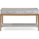 The appearance of Metro Oyster White Console Table designed by Bassett Mirror Company in the modern / contemporary interior design. This white piece of furniture  was selected by 1StopBedrooms from Metro Collection to add a touch of cosiness and style into your home. Sku: 2430-LR-472. Material: Solid Hardwood.