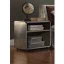 The appearance of Brancaster Aluminum Nightstand with Usb Power Dock designed by ACME in the industrial interior design. This silver piece of furniture was selected by 1StopBedrooms from Brancaster Collection to add a touch of cosiness and style into your home. Sku: 26218. Material: Leather.