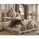 The appearance of Picardy Antique Pearl and Brown Queen Upholstered Panel Bed designed by ACME in the rustic / southwestern interior design. This pearl piece of furniture  was selected by 1StopBedrooms from Picardy Collection to add a touch of cosiness and style into your home. Sku: 26900Q-HB;26901Q-FB;26902Q-R. Bed Type: Panel Bed. Bed Size: Queen. Material: Vinyl.