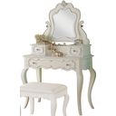 The appearance of Edalene Pearl White Vanity with Mirror designed by ACME in the transitional interior design. This white piece of furniture was selected by 1StopBedrooms from Edalene Collection to add a touch of cosiness and style into your home. Sku: 30516DESK;30517HUTCH;30518MR. Material: Glass.