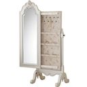 The appearance of Edalene Pearl White Jewelry Armoire designed by ACME in the transitional interior design. This white piece of furniture was selected by 1StopBedrooms from Edalene Collection to add a touch of cosiness and style into your home. Sku: 30520. Material: Wood.