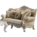 The appearance of Bently Champagne Loveseat designed by ACME in the transitional interior design. This brown piece of furniture  was selected by 1StopBedrooms from Bently Collection to add a touch of cosiness and style into your home. Sku: 50661. Material: Fabric. Key Features: Wood Trim.