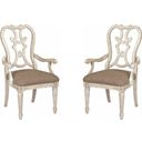 The appearance of Southbury Parchment Cortona Arm Chair Set of 2 designed by American Drew in the transitional interior design. This white piece of furniture  was selected by 1StopBedrooms from Southbury Collection to add a touch of cosiness and style into your home. Sku: 513-637. Material: Fabric.