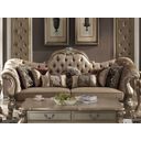 The appearance of Dresden Bone Velvet and Gold Patina Sofa designed by ACME in the transitional interior design. This bone piece of furniture was selected by 1StopBedrooms from Dresden Collection to add a touch of cosiness and style into your home. Sku: 52090. Material: Fabric.
