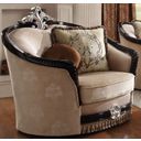 The appearance of Ernestine Tan and Black Chair designed by ACME in the rustic / southwestern interior design. This black piece of furniture was selected by 1StopBedrooms from Ernestine Collection to add a touch of cosiness and style into your home. Sku: 52112. Material: Fabric.