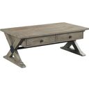 The appearance of Reclamation Place Sundried Natural Rectangular Cocktail Table designed by Hammary in the transitional interior design. This gray piece of furniture  was selected by 1StopBedrooms from Reclamation Place Collection to add a touch of cosiness and style into your home. Sku: 523-910. Material: Wood.