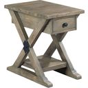 The appearance of Reclamation Place Sundried Natural Chairside Table designed by Hammary in the transitional interior design. This gray piece of furniture  was selected by 1StopBedrooms from Reclamation Place Collection to add a touch of cosiness and style into your home. Sku: 523-916. Material: Wood.