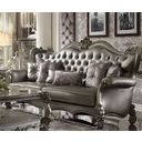 The appearance of Versailles Silver Antique Platinum Sofa designed by ACME in the rustic / southwestern interior design. This silver piece of furniture was selected by 1StopBedrooms from Versailles Collection to add a touch of cosiness and style into your home. Sku: 56820. Material: Vinyl. Key Features: Tufted.