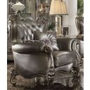 The appearance of Versailles Silver Antique Platinum Chair designed by ACME in the rustic / southwestern interior design. This brown piece of furniture was selected by 1StopBedrooms from Versailles Collection to add a touch of cosiness and style into your home. Sku: 56822. Material: Vinyl. Key Features: Tufted.
