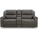 The appearance of 5Z - Pendley 3-Piece Power Reclining Sectional Loveseat with Console In Anchor designed by Signature Design by Ashley in the modern / contemporary interior design. This anchor piece of furniture was selected by 1StopBedrooms from 5Z - Pendley Collection to add a touch of cosiness and style into your home. Sku: NCU1260057;NCU1260058;NCU1260062. Material: Leather.
