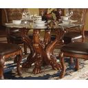 The appearance of Acme Dresden Round Dining Table in Cherry designed by ACME in the transitional interior design. This brown piece of furniture was selected by 1StopBedrooms from Dresden Collection to add a touch of cosiness and style into your home. Sku: 60010ST;07800GL. Table Top Shape: Round. Material: Vinyl. Size: 54".