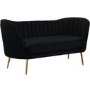 The appearance of Margo Velvet Loveseat In Black designed by Meridian in the modern / contemporary interior design. This black piece of furniture was selected by 1StopBedrooms from Margo Collection to add a touch of cosiness and style into your home. Sku: 622Black-L. Material: Velvet.
