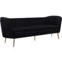 The appearance of Margo Velvet Sofa In Black designed by Meridian in the modern / contemporary interior design. This black piece of furniture was selected by 1StopBedrooms from Margo Collection to add a touch of cosiness and style into your home. Sku: 622Black-S. Material: Velvet.