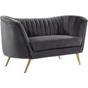 The appearance of Margo Velvet Loveseat In Grey designed by Meridian in the modern / contemporary interior design. This grey piece of furniture was selected by 1StopBedrooms from Margo Collection to add a touch of cosiness and style into your home. Sku: 622Grey-L. Material: Velvet.