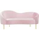 The appearance of Ritz Velvet Loveseat In Pink designed by Meridian in the modern / contemporary interior design. This pink piece of furniture  was selected by 1StopBedrooms from Ritz Collection to add a touch of cosiness and style into your home. Sku: 659Pink-L. Material: Velvet.
