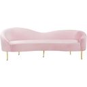 The appearance of Ritz Velvet Sofa In Pink designed by Meridian in the modern / contemporary interior design. This pink piece of furniture  was selected by 1StopBedrooms from Ritz Collection to add a touch of cosiness and style into your home. Sku: 659Pink-S. Material: Velvet.