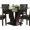 The appearance of Daisy Brown 54" Round Dining Table designed by Homelegance in the modern / contemporary interior design. This brown piece of furniture was selected by 1StopBedrooms from Daisy Collection to add a touch of cosiness and style into your home. Sku: 710-54B;710-54C;G54RD. Table Top Shape: Round. Material: Glass. Size: 54".