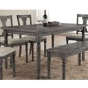 The appearance of Wallace Weathered Gray Dining Table designed by ACME in the transitional interior design. This red piece of furniture was selected by 1StopBedrooms from Wallace Collection to add a touch of cosiness and style into your home. Sku: 71435. Material: Wood. Table Top Shape: Rectangular. Size: 35" x 59".