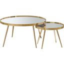 The appearance of Kaelyn 2 Piece Mirror Top Nesting Coffee Table In Gold designed by Coaster in the modern / contemporary interior design. This gold piece of furniture  was selected by 1StopBedrooms from Kaelyn Collection to add a touch of cosiness and style into your home. Sku: 723918. Material: Metal.