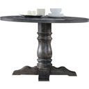 The appearance of Leventis Weathered Gray Pedestal Dining Table designed by ACME in the transitional interior design. This red piece of furniture  was selected by 1StopBedrooms from Leventis Collection to add a touch of cosiness and style into your home. Sku: 74640T;74641ST. Table Top Shape: Round. Material: Wood. Size: 47".