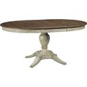 The appearance of Weatherford Cornsilk Milford Extendable Round Dining Table designed by Kincaid in the transitional interior design. This cream piece of furniture  was selected by 1StopBedrooms from Weatherford Collection to add a touch of cosiness and style into your home. Sku: 75-052P. Table Top Shape: Round. Material: Wood. Size: 48".